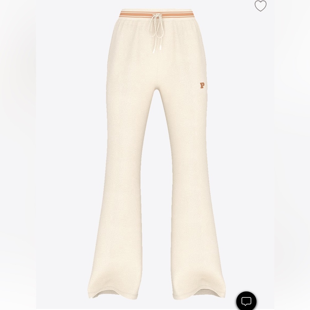 PINK By VS Ivy Fleece Split-Hem Flare Sweatpants women size S in Beige